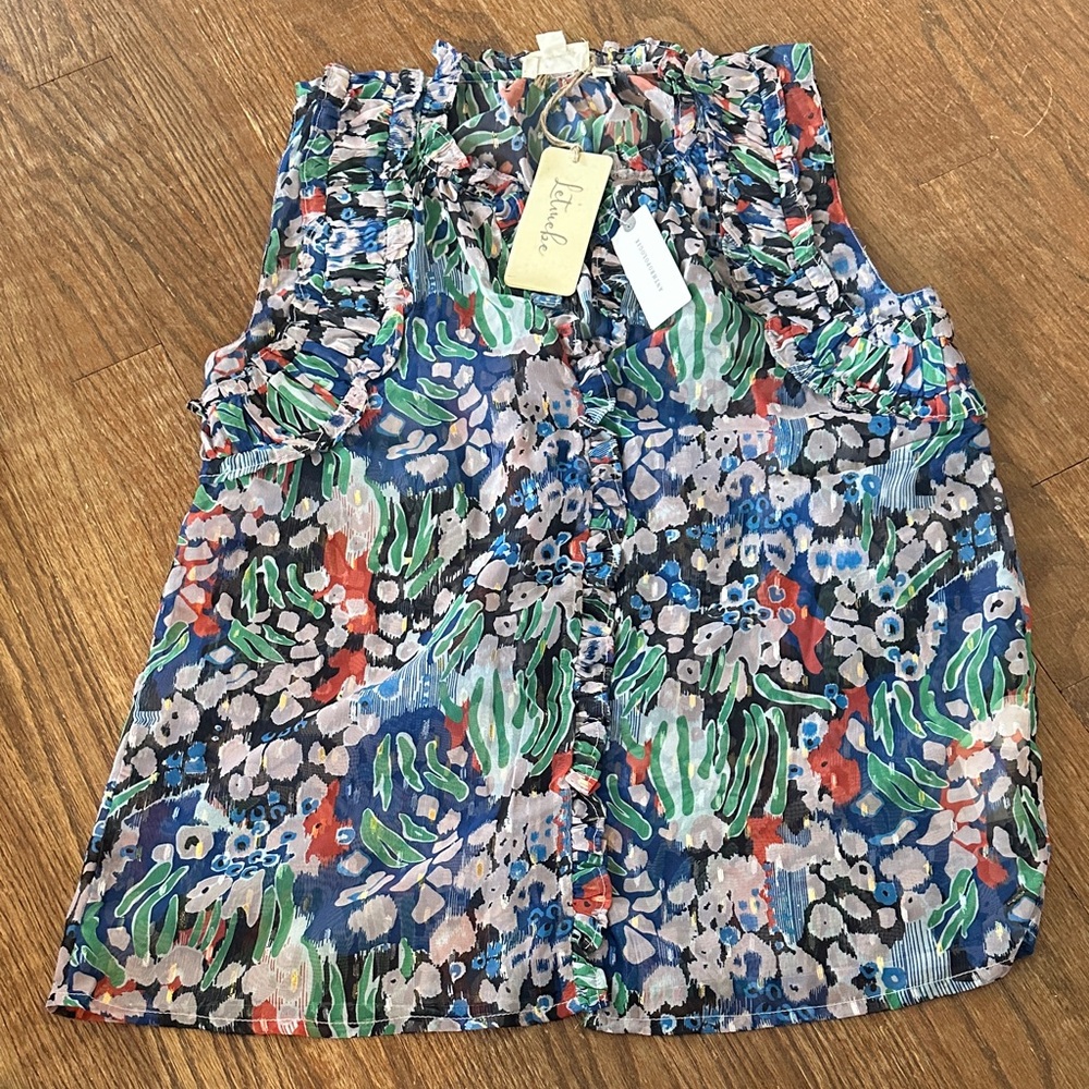 Let Me Be Anthropologie Multicolor Floral Sleeveless Top